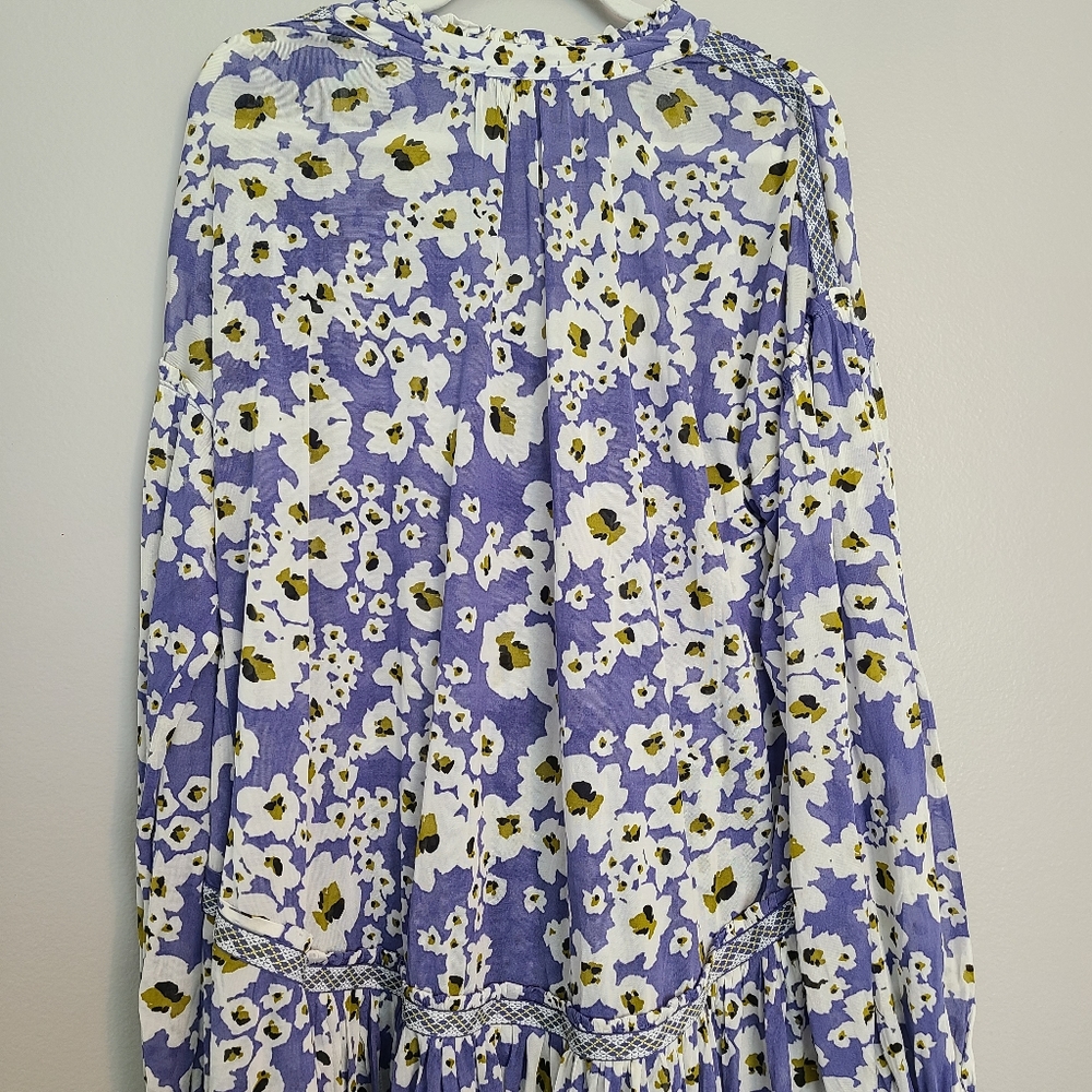 Free People Lavendar Love Letter Floral Flowy Hi-Lo Tunic Blouse - Picture 14 of 16